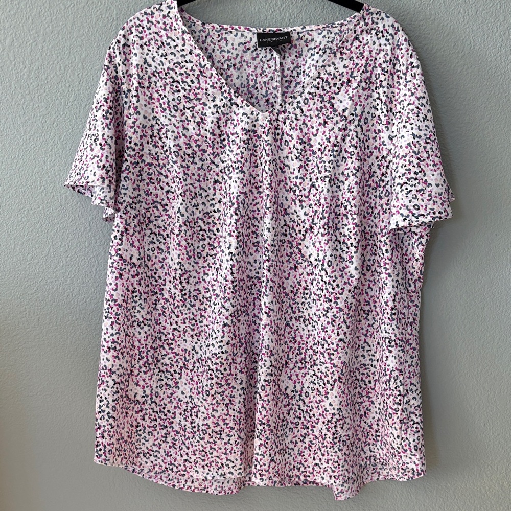 Lane Bryant Pink and White Print Blouse, barely worn, size 14/16